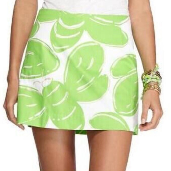 Lilly Pulitzer Tate Skirt in Resort White/Green/Gold Glitter Sz 10